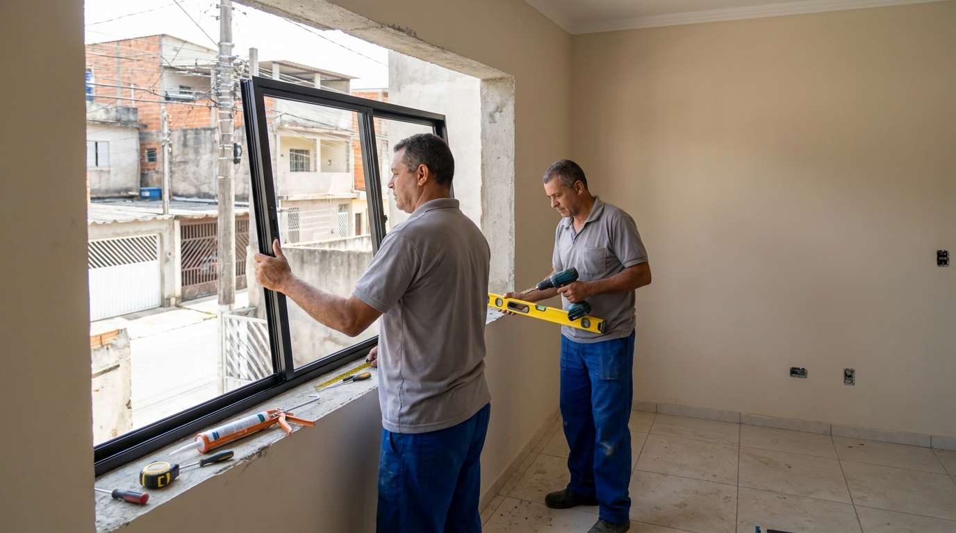Esquadria de alumínio com vista para rua em Sorocaba-SP