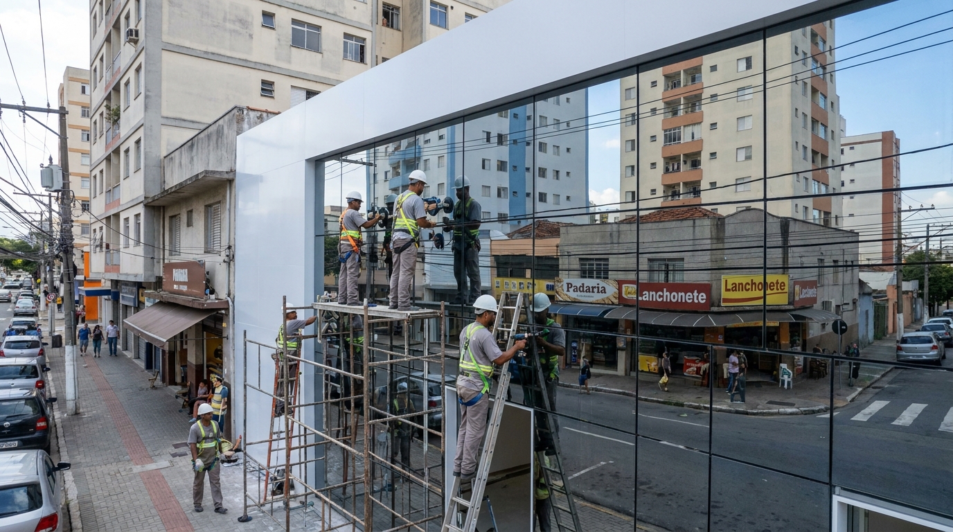 Fachada espelhada em esquina em Sorocaba-SP